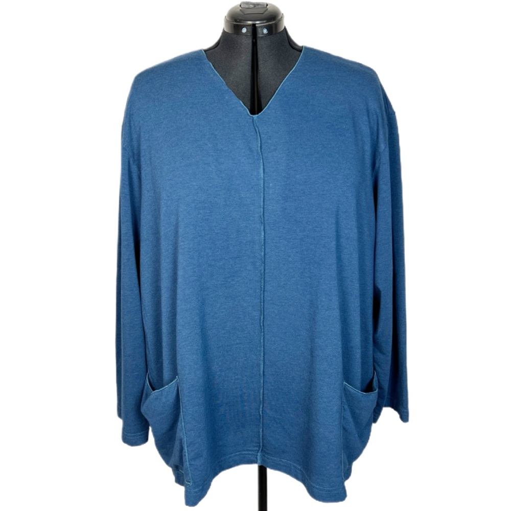 BRYN WALKER Women’s Size XXL Blue Bamboo French‎ Terry Long Sleeve Sunday Shirt